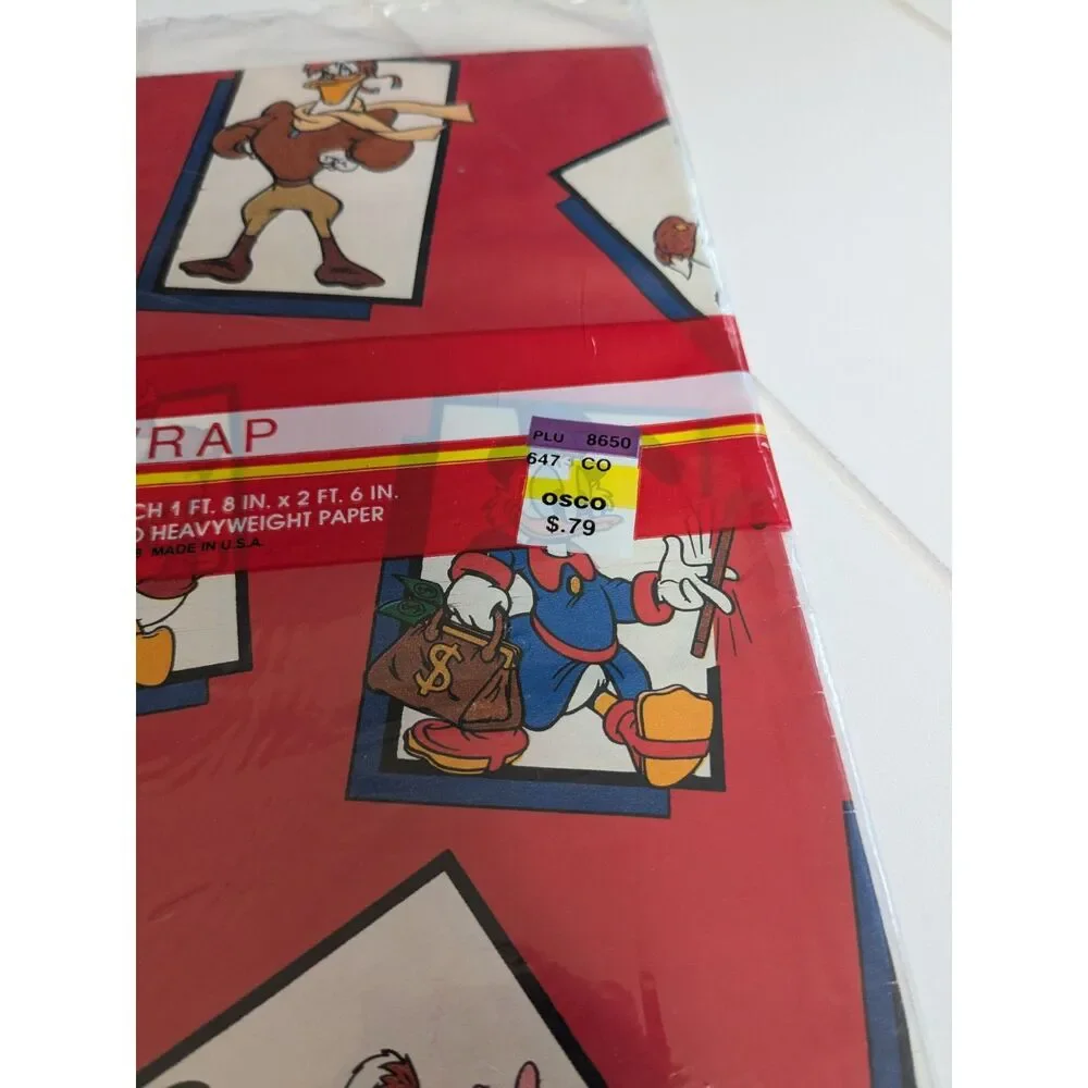 Vtg Cleo Gift Wrap feat. Scrooge McDuck, Huey, Dewey & Louie - Sealed